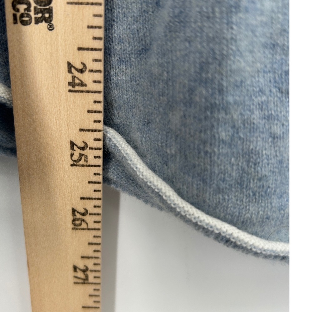 Joie 100% Cashmere Blue Gray Crewneck Luxury Sweater White Trim Womens Medium - Picture 5 of 6